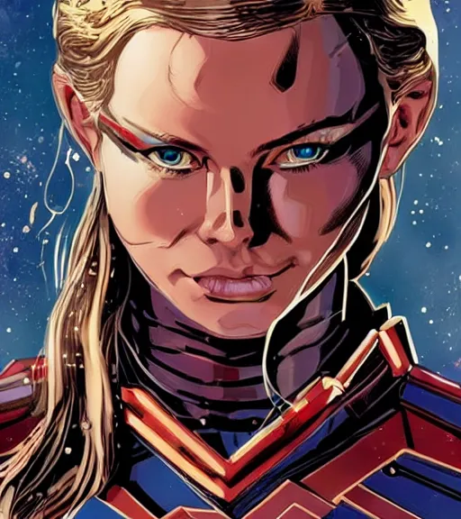 Prompt: asgardian female android, by MARVEL comics and Sandra Chevrier, 4k