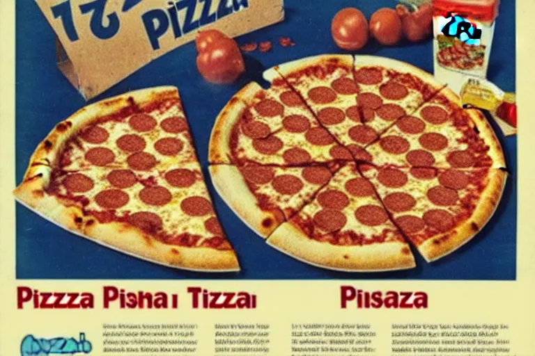 Image similar to 70s, pizza, advertisement