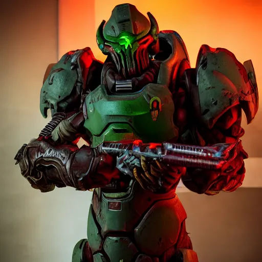 Image similar to doom slayer from doom eternal, photography