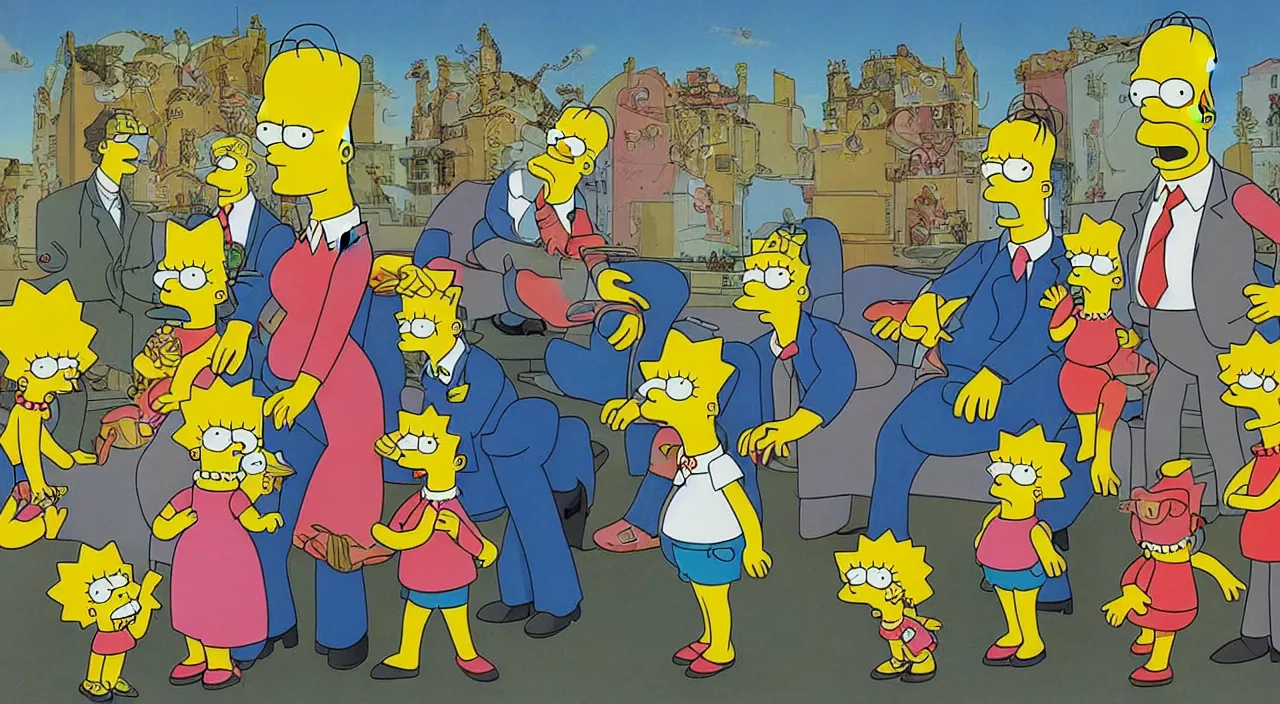 Prompt: simpsons family, dali, surrealism