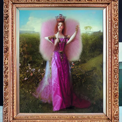 Image similar to portrait of a pink queen, by howard david johnson