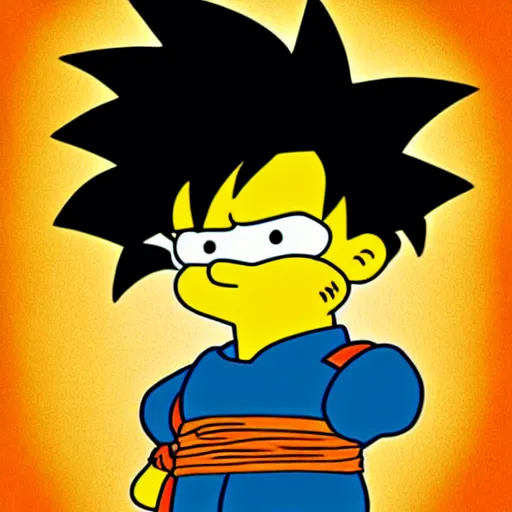 Image similar to son goku in tue style of simpson