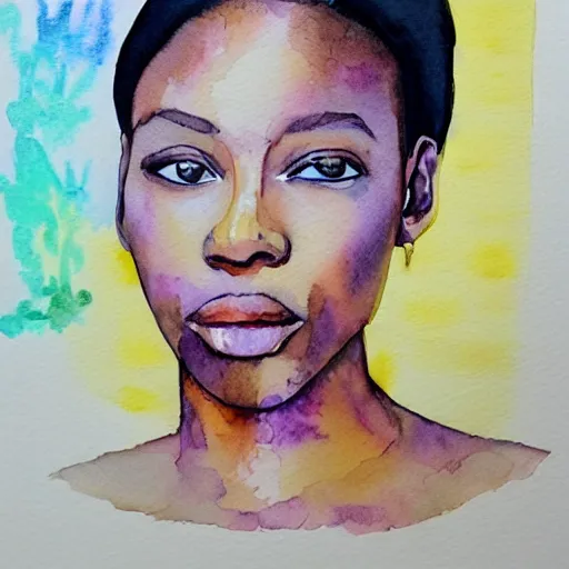 Prompt: watercolor art on paper, aquarius girl portrait, highly detailed, artstation, masterpiece, award - winning