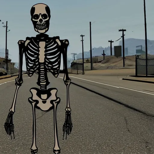 Image similar to Skeleton in GTA style,