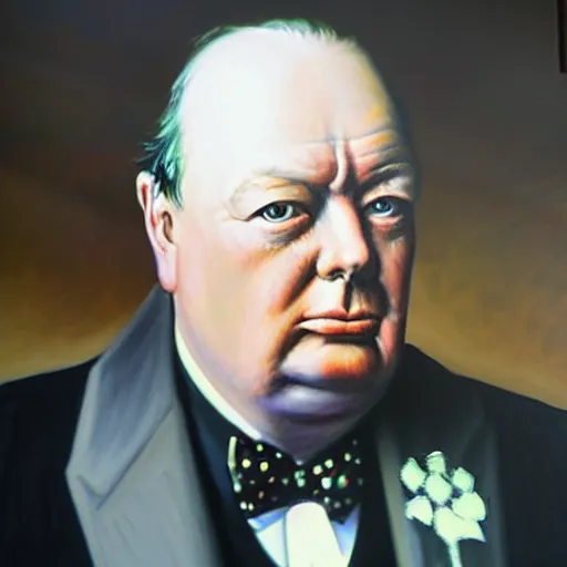 Image similar to Oil Painting of Winston Churchill, Portrait, 4K