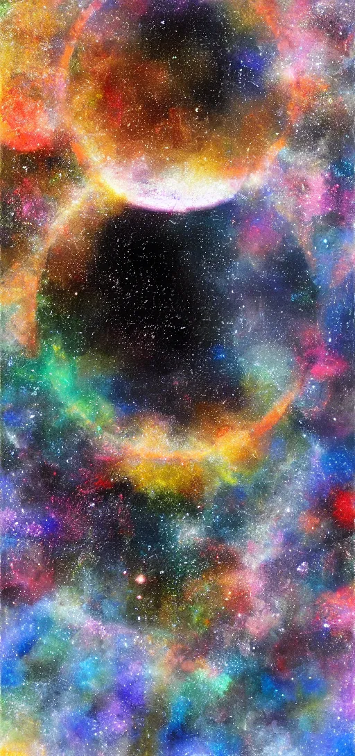 Prompt: a portrait of the space between existing and not, what lies beyond the known universe, digital art, painting, honest