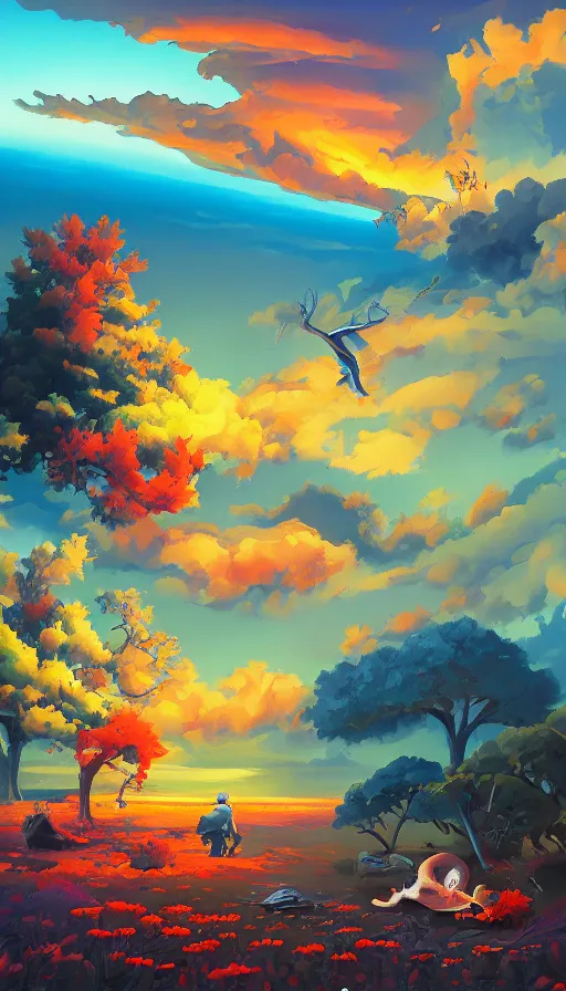 Image similar to life and death mixing together, by rhads