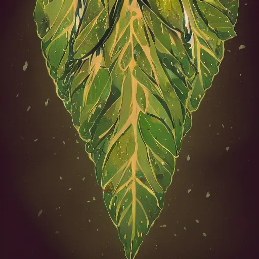 Image similar to leaf moon night vine leaves magic roots shamanic art trending on artstation