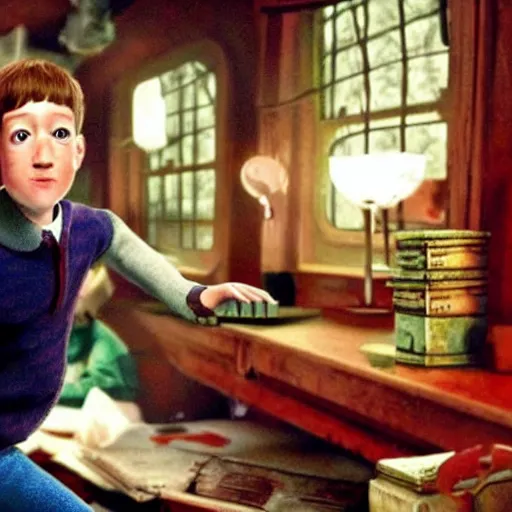 Prompt: mark zuckerberg as a child in the movie the polar express (2004)