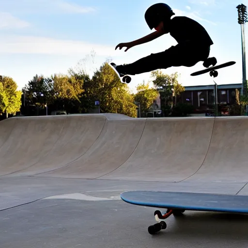 Image similar to a skateboarding cat performing a trick at the skatepark