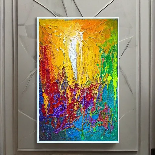 Prompt: a beautiful abstract colorful impasto organic dripping painting