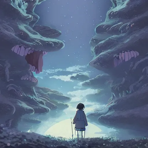 Prompt: mysteruous creature made by studio ghibli ( in the night ), 8 k, high details, high quality, beautiful scene, smooth, detailed creature,