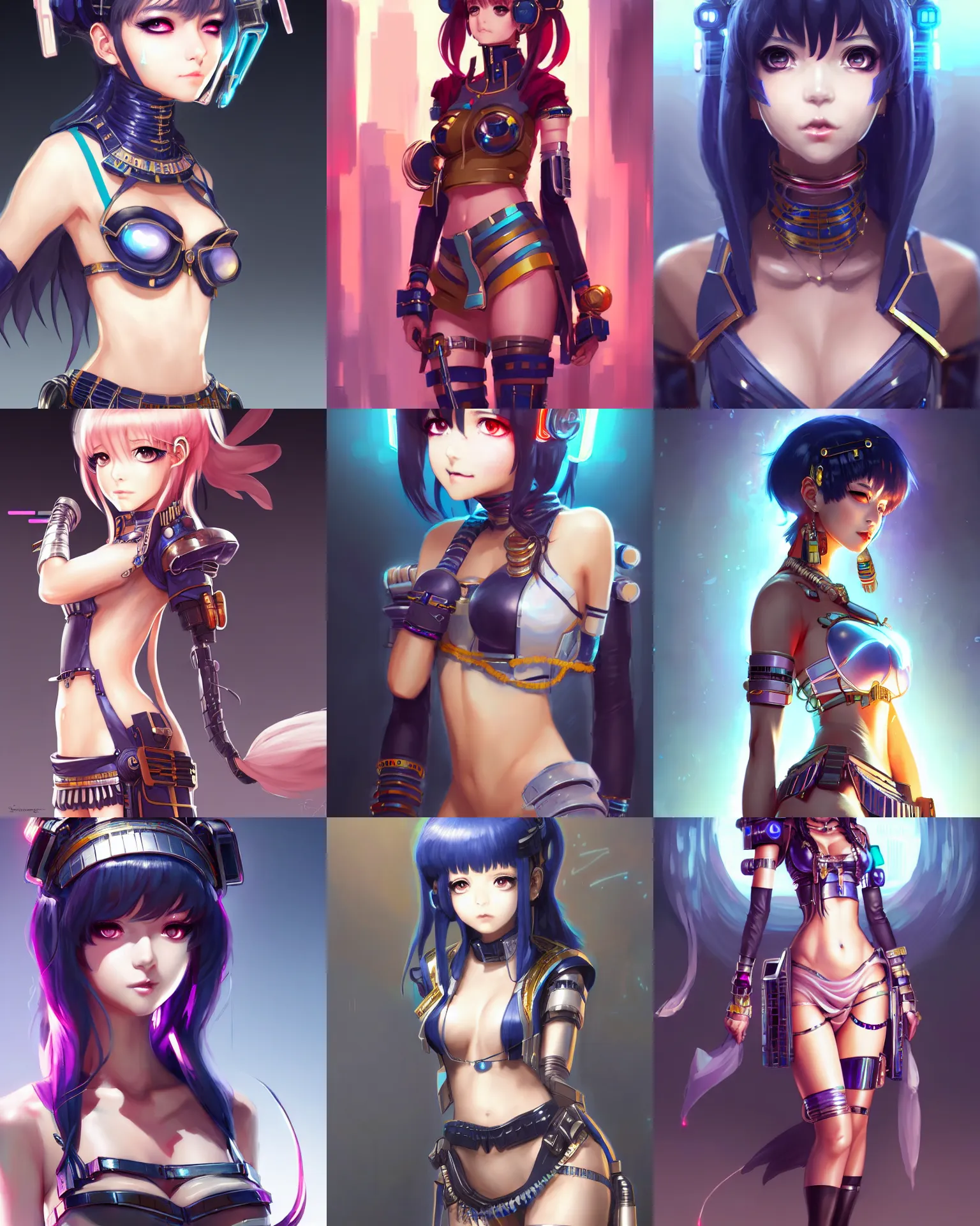 Prompt: character concept art of a cute cyberpunk anime cleopatra | | cute - fine - face, pretty face, realistic shaded perfect face, fine details by stanley artgerm lau, wlop, rossdraws, james jean, andrei riabovitchev, marc simonetti, and sakimichan, trending on artstation