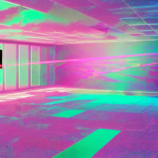 Prompt: vaporwave liminal space