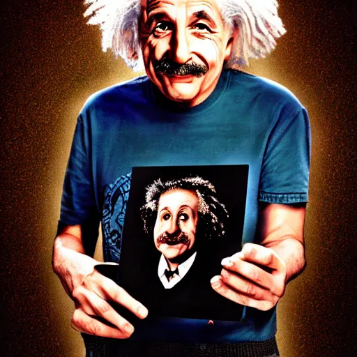 Prompt: stand - up comic einstein portrait