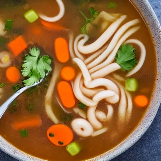 Image similar to a soup with worms