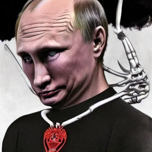 Image similar to H.R.Giger Putin Abomination