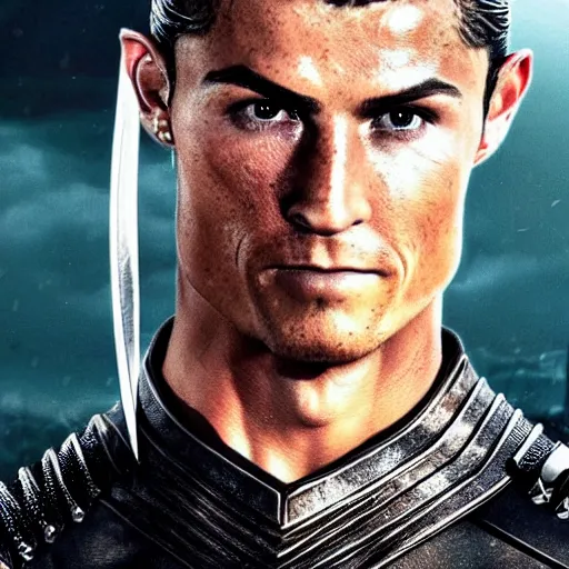 Image similar to cristiano ronaldo as legolas in lord of the rings movie, hyper detailed, 8 k