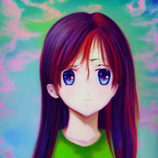 Image similar to y 2 k anime girl, oil on canvas