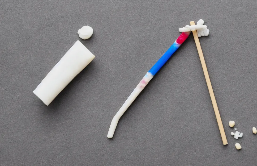 Prompt: toothpaste on a stick