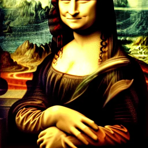 Prompt: mona lisa painted only with pastel colors