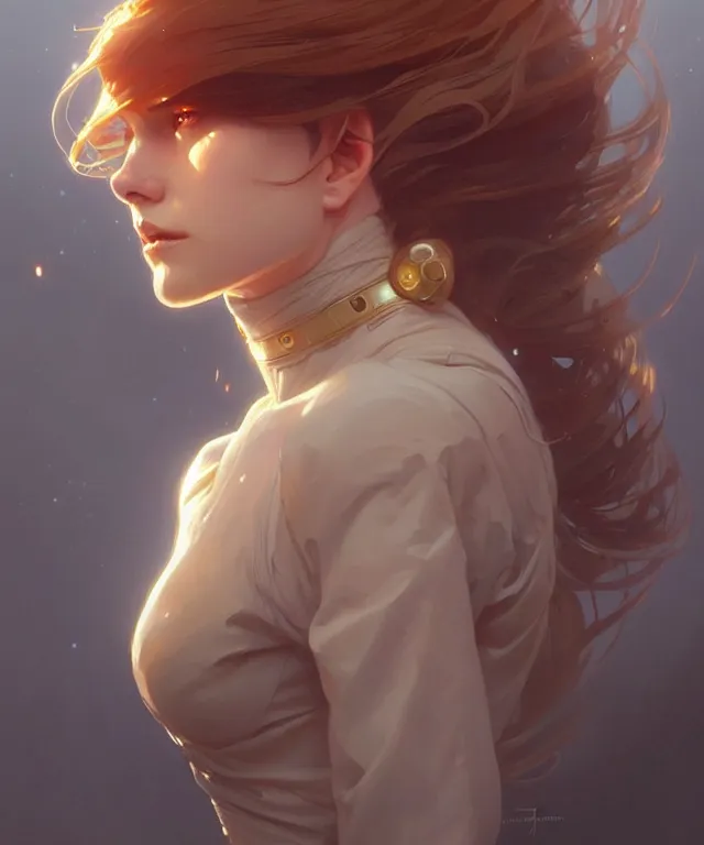 Image similar to gallent girl portrait, sci-fi face, elegant, highly detailed, digital painting, artstation, concept art, smooth, sharp focus, illustration, art by artgerm and greg rutkowski and alphonse mucha