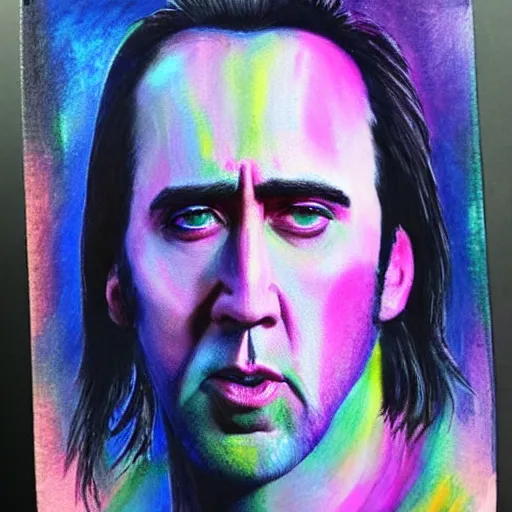 Image similar to nic cage as twilight sparkle, buff, painted portrait, highly detailed,