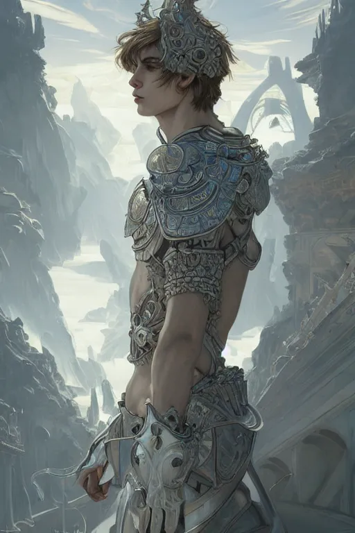 Prompt: portrait knights of Zodiac boy, matt white color mirror armor, in ruined Agora of Athens Sunrise, ssci-fi and fantasy, intricate and very very beautiful and elegant, highly detailed, Frostbite Engine, digital painting, artstation, concept art, smooth and sharp focus, illustration, art by tian zi and WLOP and alphonse mucha