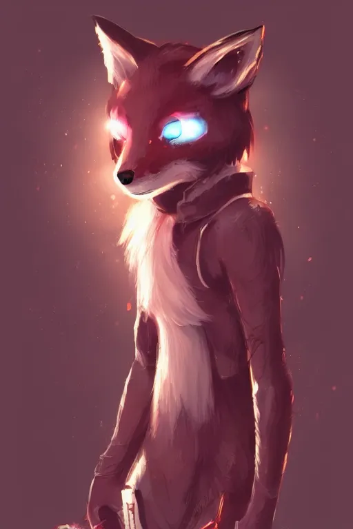 Image similar to a fox fursona, trending on artstation, by kawacy, furry art, digital art, cyberpunk, high quality, backlighting