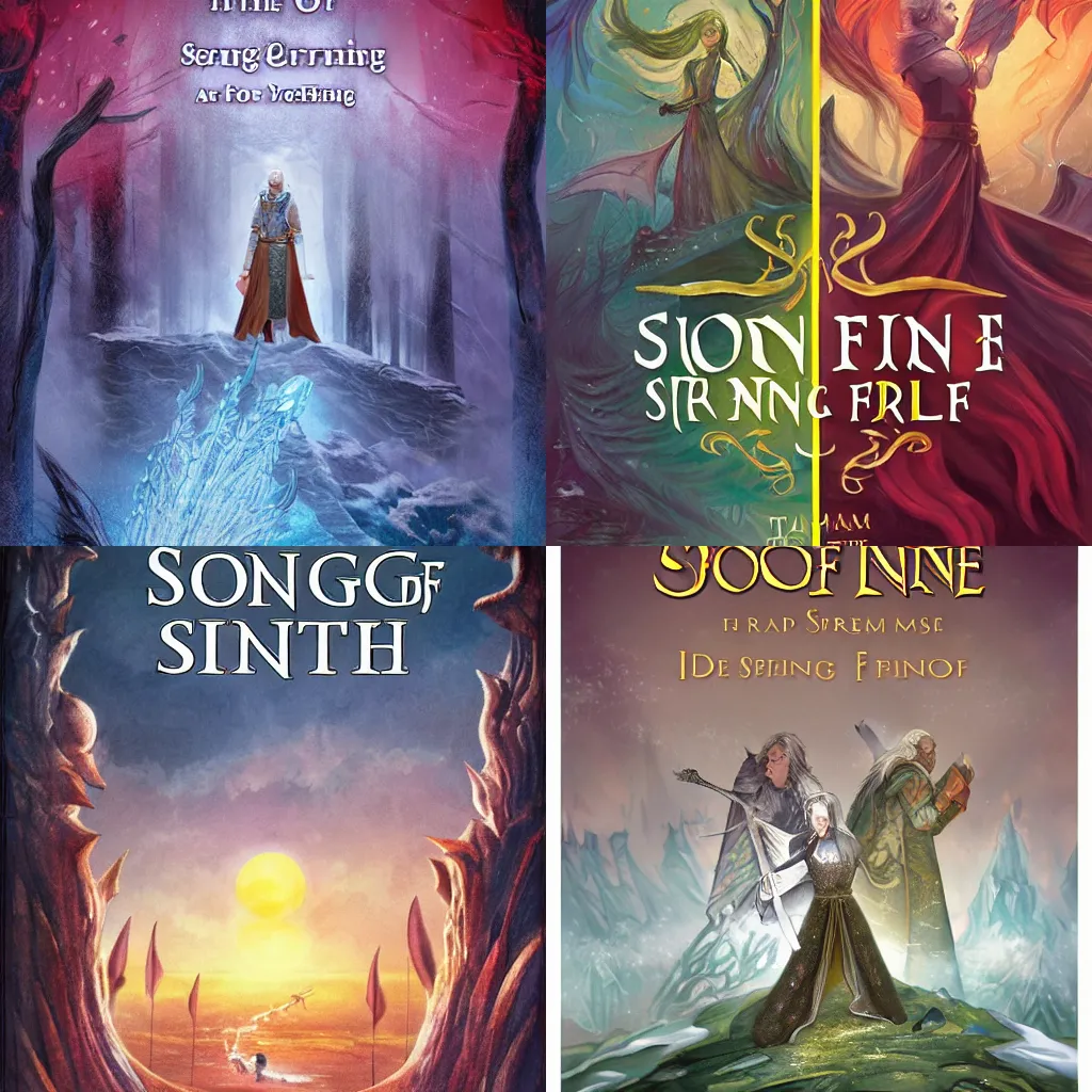 Prompt: fantasy book cover for Song of Ice and Fire: A Dream of Spring