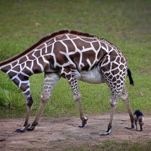 Image similar to photo of a hybrid between a raccoon and a giraffe