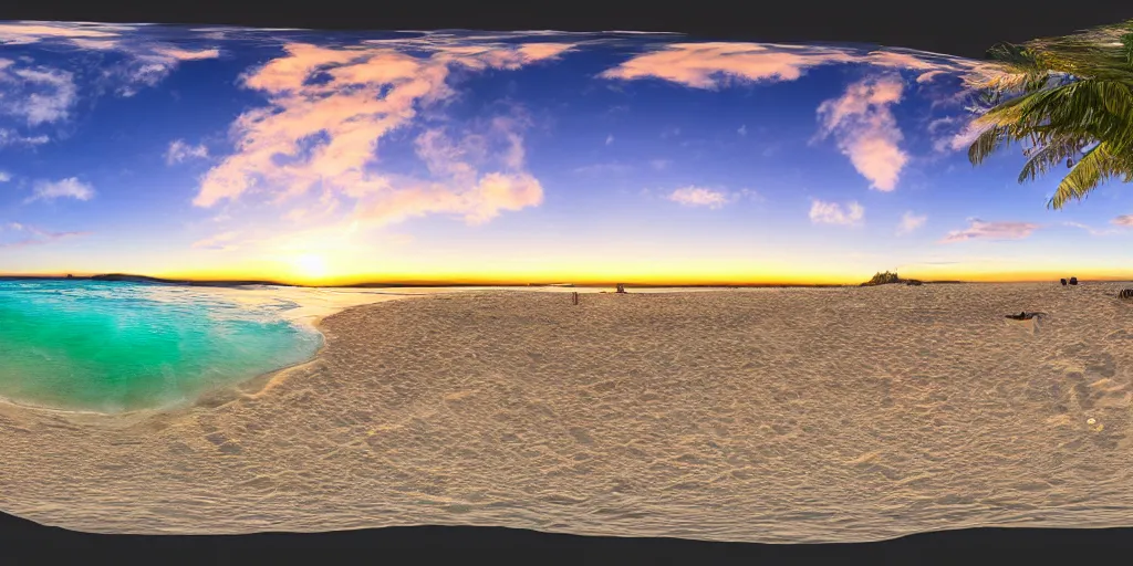 Image similar to 3 6 0 panorama hdr environment map of being on a beach party people music sand light sunset photograph very high detail focus octane render