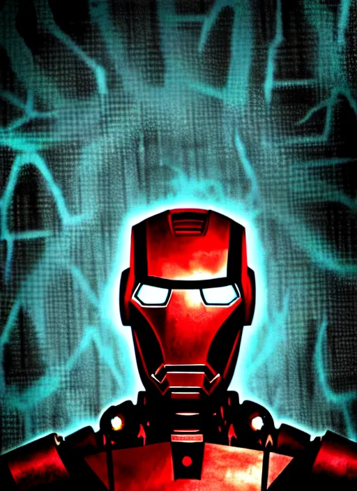 Image similar to h. p. lovecraft iron man creepy backdrop digital art high quality high detail