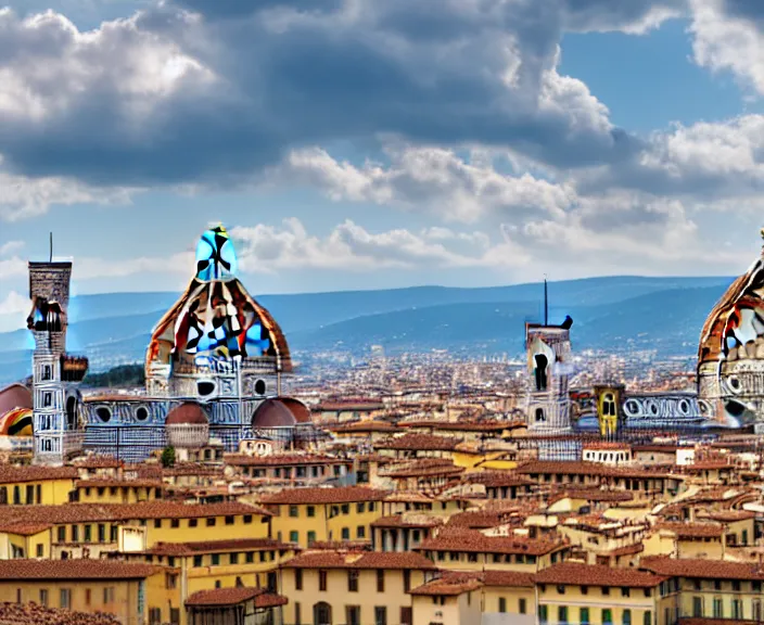 Image similar to 4 k hd, high detail photograph of renaissance florence cityscape, shot with sigma f / 4. 2, 2 5 0 mm sharp lens, wide shot, consistent, volumetric lighting, high level texture render