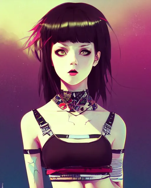 Prompt: a beautiful punkrock woman in crop top, art by saruei and guweiz and ilya kuvshinov, digital art, highly detailed, intricate, sharp focus, trending on artstation hq, deviantart, pinterest, unreal engine 5, 4 k uhd image