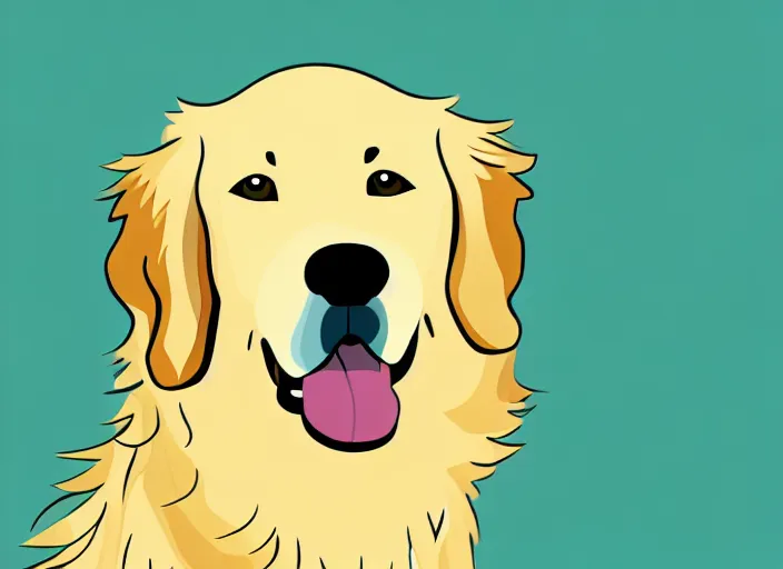 Image similar to golden retriever, white background, cartoon, high detail