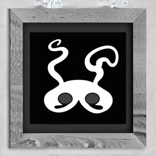 Image similar to very angry squid, 🦑 design in square frame, black and white, mad cuttlefish