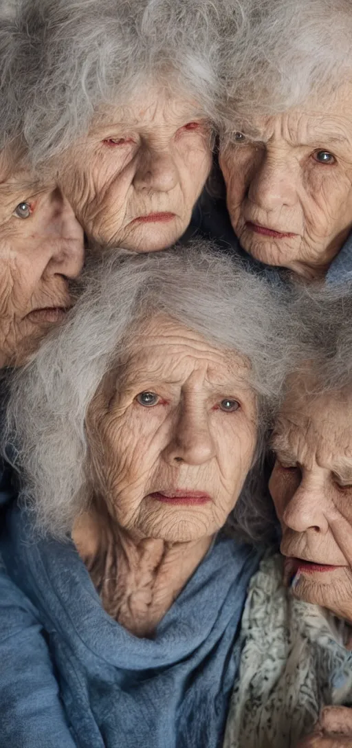 Prompt: a detailed uhd 8 k photo of sad grammas in the house