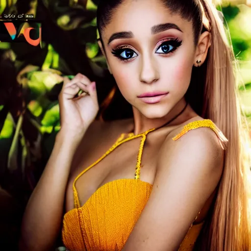 Image similar to Portrait of Ariana Grande with Anime eyes, vogue, perfect face, intricate, Sony a7R IV, symmetric balance, polarizing filter, Photolab, Lightroom, 4K, Dolby Vision, Photography Award