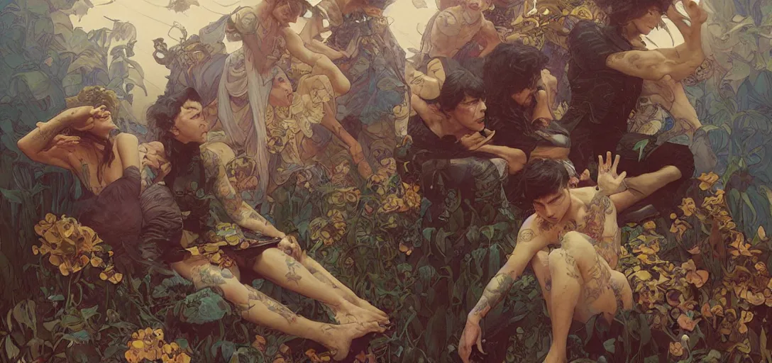 Prompt: Bring Me The Horizon by Stanley Artgerm Lau, greg rutkowski, thomas kindkade, alphonse mucha, loish, norman Rockwel