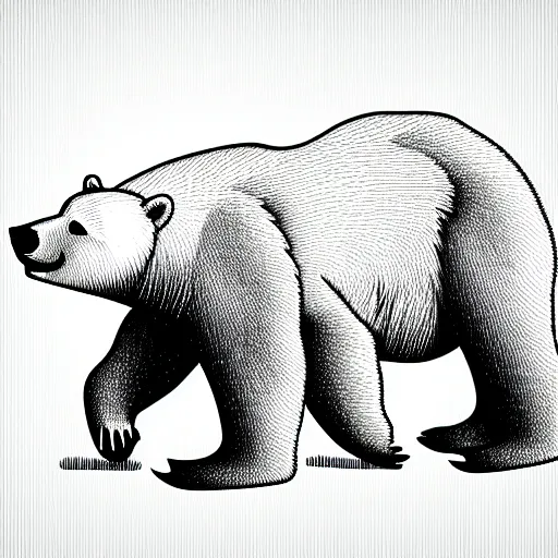 Prompt: storybook illustration of a wonderful polar bear, storybook illustration, monochromatic, white background