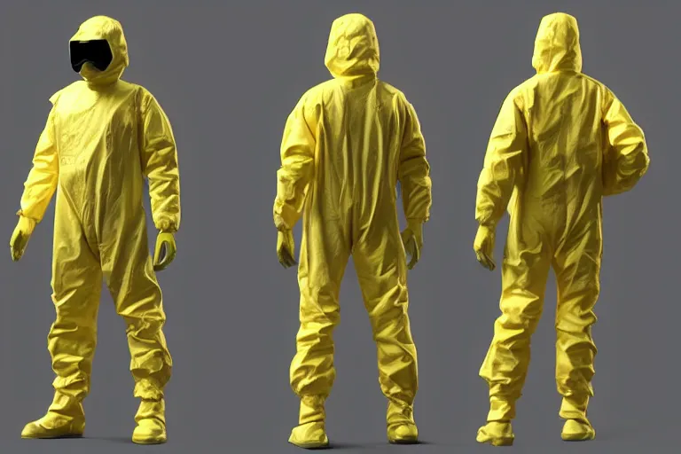 Image similar to hazmat suit soldier, concept art, 3d model, art by Moebius