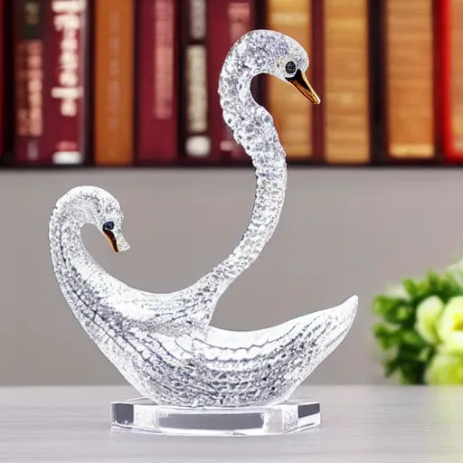 Prompt: 100mm Crystal Swan Figurines Paperweight Art & Collection for Home Decoration