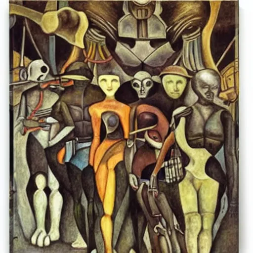 Image similar to cyborgs by diego rivera