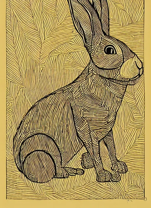 Image similar to rabbit woodcut print by Samuel Jessurun de Mesquita