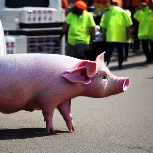 Image similar to pig dressed as an inmate