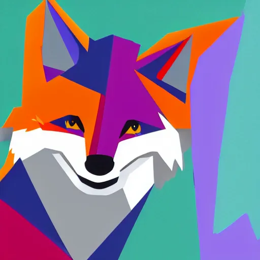 Image similar to cubist vector style fox art, on a white background