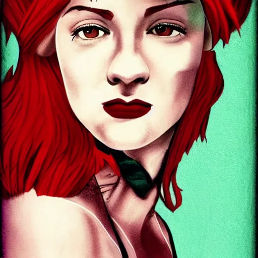 Prompt: heather chandler, heathers ( 1 9 8 9 ), deviantart, digital art, red hair, mean, beautiful, dangerous, vintage