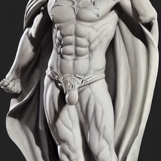 Image similar to greek sculpture of batman in marble,