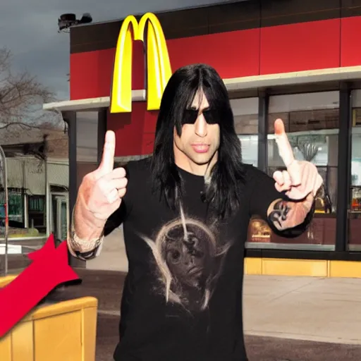 Image similar to criss angel mindfreak levitating over mcdonalds